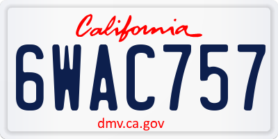 CA license plate 6WAC757