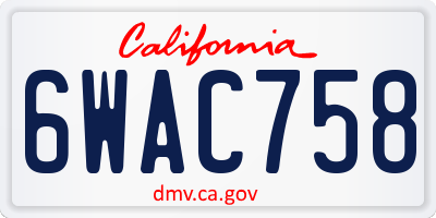 CA license plate 6WAC758