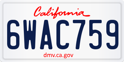 CA license plate 6WAC759