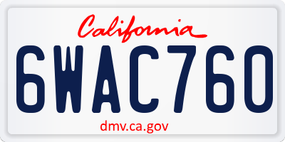 CA license plate 6WAC760