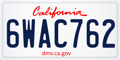 CA license plate 6WAC762