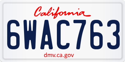 CA license plate 6WAC763
