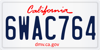 CA license plate 6WAC764