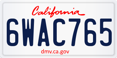 CA license plate 6WAC765