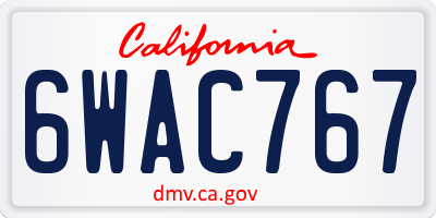 CA license plate 6WAC767