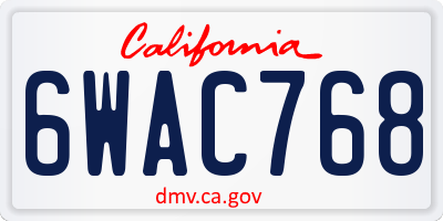 CA license plate 6WAC768