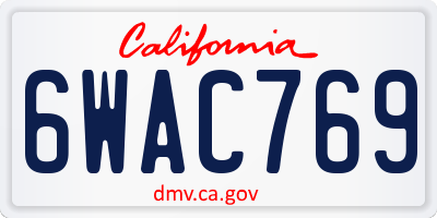 CA license plate 6WAC769