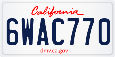 CA license plate 6WAC770