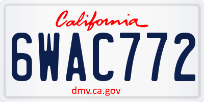 CA license plate 6WAC772