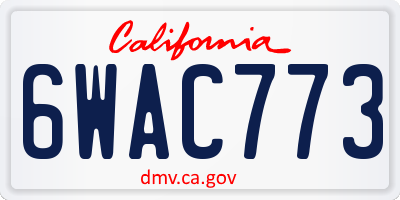 CA license plate 6WAC773
