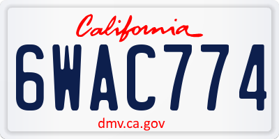 CA license plate 6WAC774