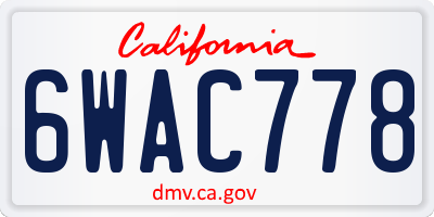 CA license plate 6WAC778