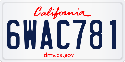 CA license plate 6WAC781