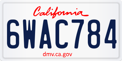 CA license plate 6WAC784