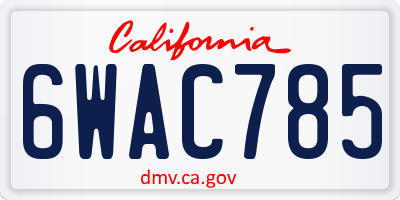 CA license plate 6WAC785