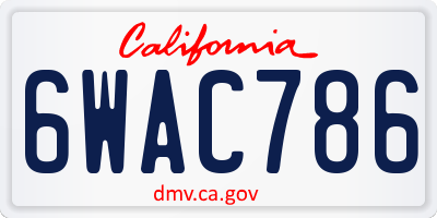CA license plate 6WAC786