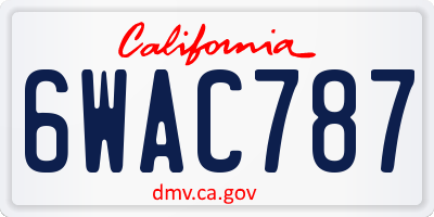 CA license plate 6WAC787
