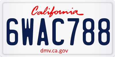 CA license plate 6WAC788