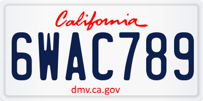 CA license plate 6WAC789