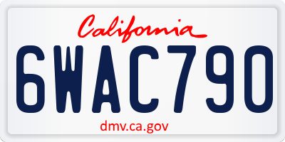 CA license plate 6WAC790