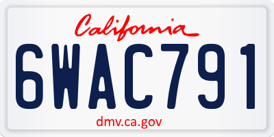 CA license plate 6WAC791