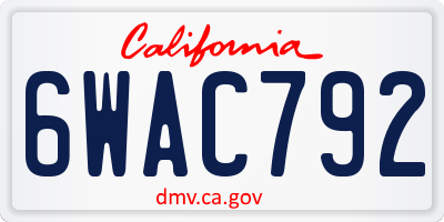 CA license plate 6WAC792