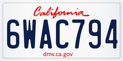 CA license plate 6WAC794