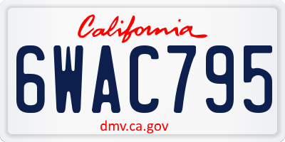 CA license plate 6WAC795