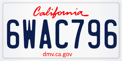 CA license plate 6WAC796