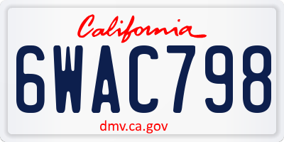 CA license plate 6WAC798