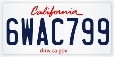 CA license plate 6WAC799