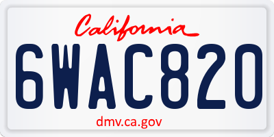 CA license plate 6WAC820