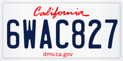 CA license plate 6WAC827