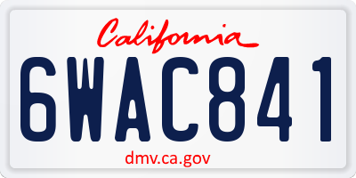 CA license plate 6WAC841