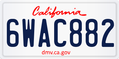 CA license plate 6WAC882