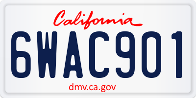 CA license plate 6WAC901
