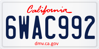 CA license plate 6WAC992