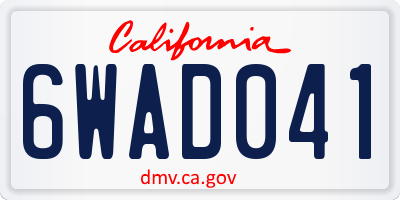 CA license plate 6WAD041