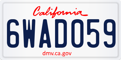 CA license plate 6WAD059