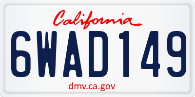 CA license plate 6WAD149