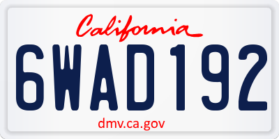 CA license plate 6WAD192