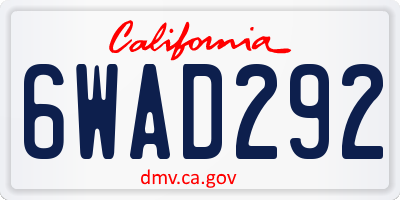 CA license plate 6WAD292