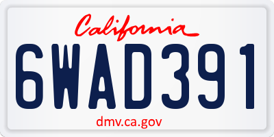 CA license plate 6WAD391