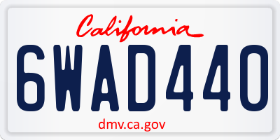CA license plate 6WAD440
