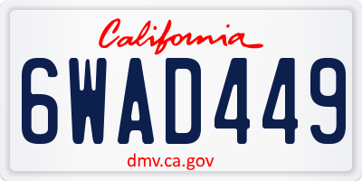 CA license plate 6WAD449