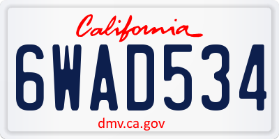 CA license plate 6WAD534