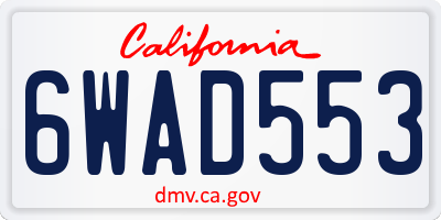 CA license plate 6WAD553