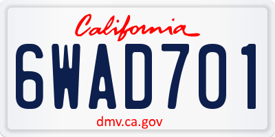 CA license plate 6WAD701