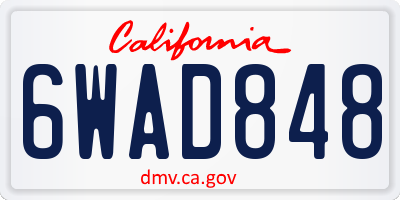 CA license plate 6WAD848