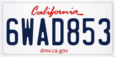 CA license plate 6WAD853